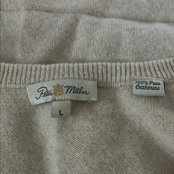 Peter Millar Luxurious Oat Beige 💯% Cashmere Sweater **Size L** 🌸🌸 - Picture 3 of 6